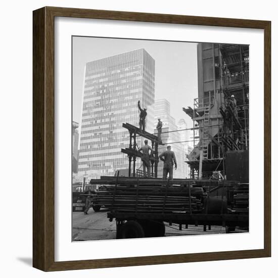 High Rise Construction of the Seagram Building on Park Avenue in Midtown-Margaret Bourke-White-Framed Photographic Print