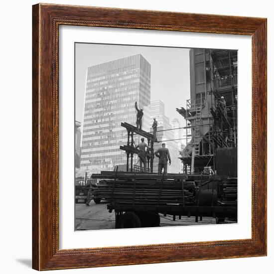 High Rise Construction of the Seagram Building on Park Avenue in Midtown-Margaret Bourke-White-Framed Photographic Print