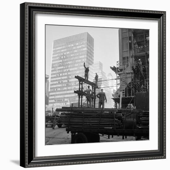 High Rise Construction of the Seagram Building on Park Avenue in Midtown-Margaret Bourke-White-Framed Photographic Print