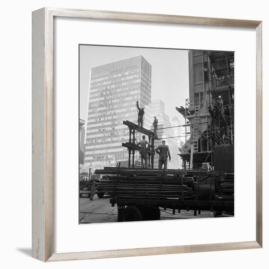 High Rise Construction of the Seagram Building on Park Avenue in Midtown-Margaret Bourke-White-Framed Photographic Print