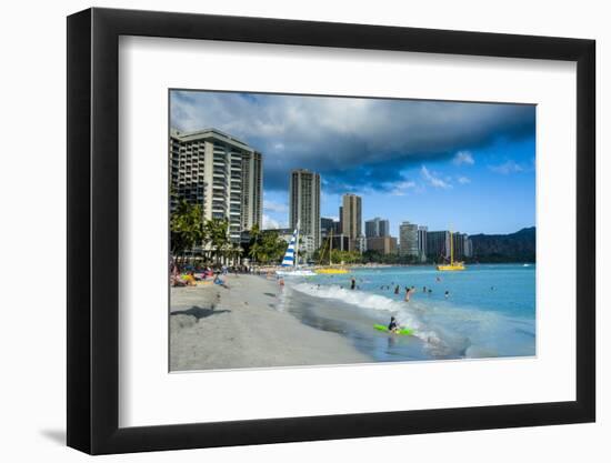 High Rise Hotels on Waikiki Beach, Oahu, Hawaii, United States of America, Pacific-Michael Runkel-Framed Photographic Print