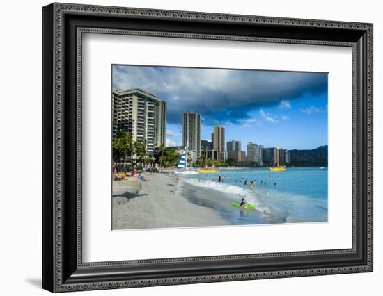 High Rise Hotels on Waikiki Beach, Oahu, Hawaii, United States of America, Pacific-Michael Runkel-Framed Photographic Print