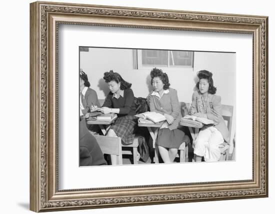 High school biology class  Manzanar Relocation Center, 1943-Ansel Adams-Framed Photographic Print