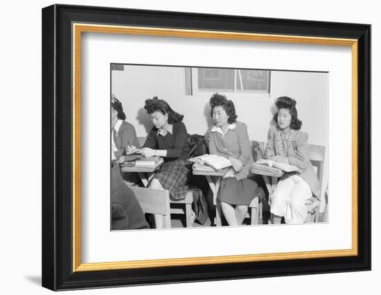 High school biology class  Manzanar Relocation Center, 1943-Ansel Adams-Framed Photographic Print