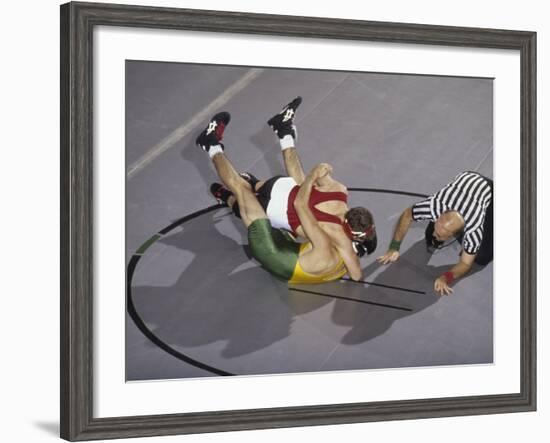 High School Boy's Wrestling Competition-null-Framed Photographic Print