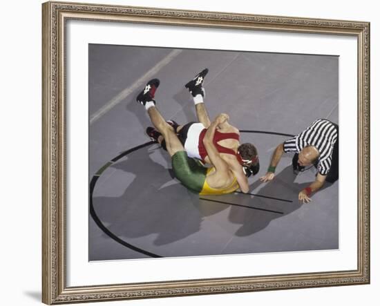 High School Boy's Wrestling Competition-null-Framed Photographic Print