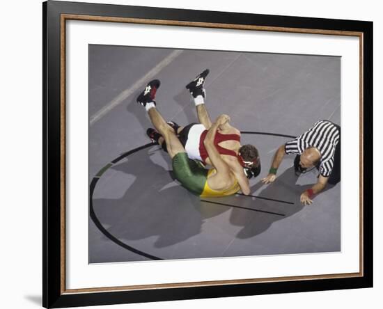 High School Boy's Wrestling Competition-null-Framed Photographic Print