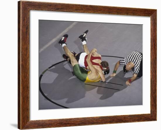 High School Boy's Wrestling Competition-null-Framed Photographic Print