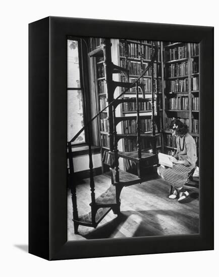 High School Girl Reading at the Newburyport Free Library-Alfred Eisenstaedt-Framed Premier Image Canvas