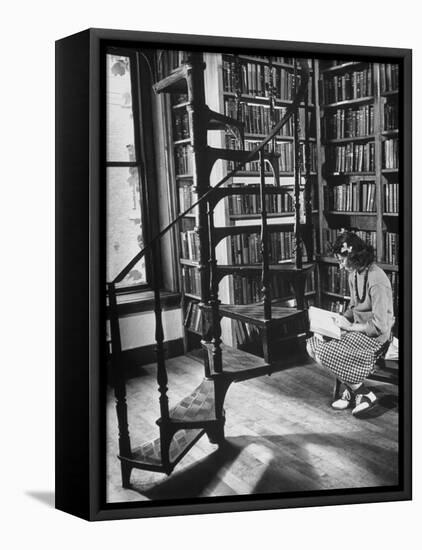 High School Girl Reading at the Newburyport Free Library-Alfred Eisenstaedt-Framed Premier Image Canvas