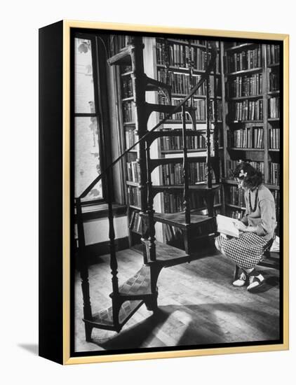 High School Girl Reading at the Newburyport Free Library-Alfred Eisenstaedt-Framed Premier Image Canvas