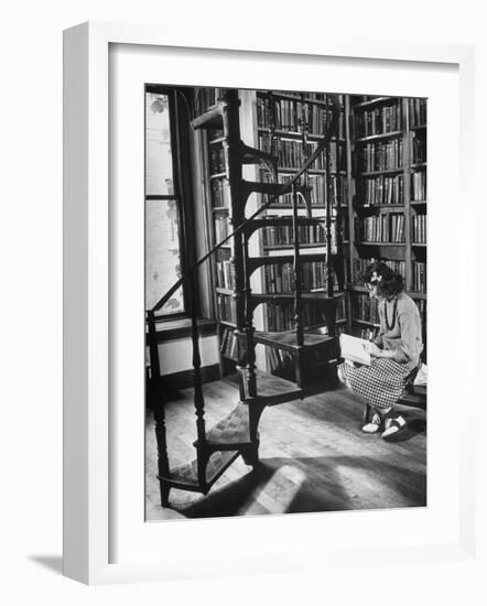 High School Girl Reading at the Newburyport Free Library-Alfred Eisenstaedt-Framed Photographic Print