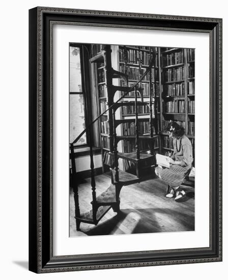 High School Girl Reading at the Newburyport Free Library-Alfred Eisenstaedt-Framed Photographic Print