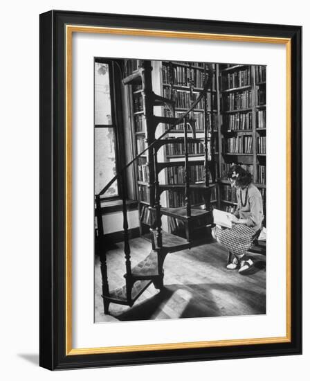 High School Girl Reading at the Newburyport Free Library-Alfred Eisenstaedt-Framed Photographic Print