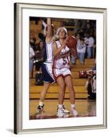 High School Girls Basketball Players in Action During a Game-null-Framed Photographic Print
