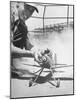 High School Student Holding His Model Plane Before Takeoff-Ed Clark-Mounted Photographic Print