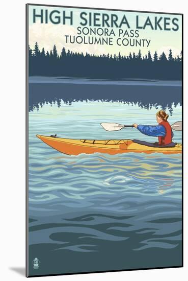 High Sierra Lakes - Sonora Pass, Tuolumne County, California - Kayak Scene-Lantern Press-Mounted Art Print