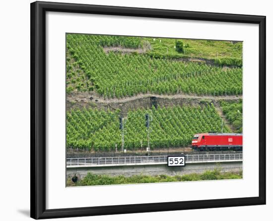 High Speed Train by Rhineland Vineyards, Koblenz, Germany-Miva Stock-Framed Photographic Print