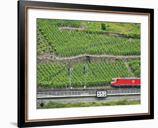 High Speed Train by Rhineland Vineyards, Koblenz, Germany-Miva Stock-Framed Photographic Print