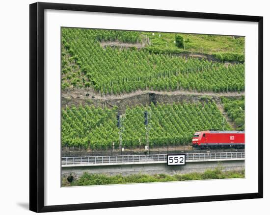 High Speed Train by Rhineland Vineyards, Koblenz, Germany-Miva Stock-Framed Photographic Print