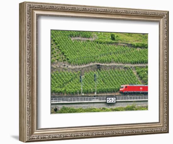 High Speed Train by Rhineland Vineyards, Koblenz, Germany-Miva Stock-Framed Photographic Print