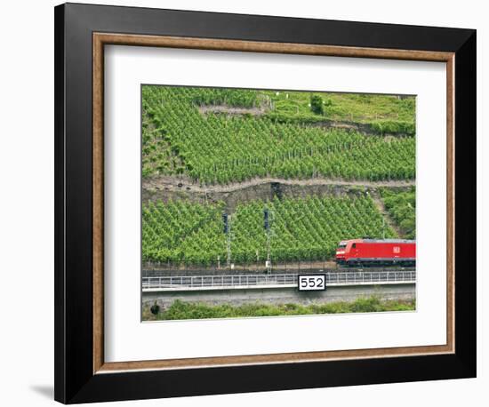 High Speed Train by Rhineland Vineyards, Koblenz, Germany-Miva Stock-Framed Photographic Print