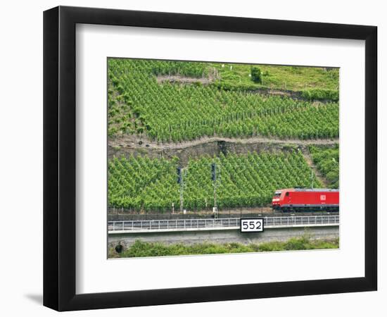 High Speed Train by Rhineland Vineyards, Koblenz, Germany-Miva Stock-Framed Photographic Print