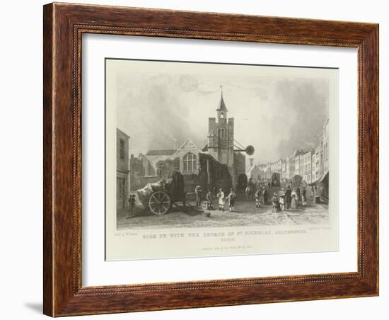 High Street with the Church of St Nicholas, Colchester, Essex-William Henry Bartlett-Framed Giclee Print