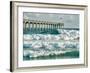 High Surf Day Preceding Tropical Storm. View of Pier and Ocean Waves in Pensacola, Florida.-forestpath-Framed Photographic Print