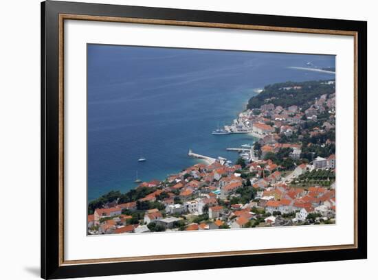 High View of Bol and Harbour, Brac Island, Dalmatian Coast, Croatia, Europe-John Miller-Framed Photographic Print