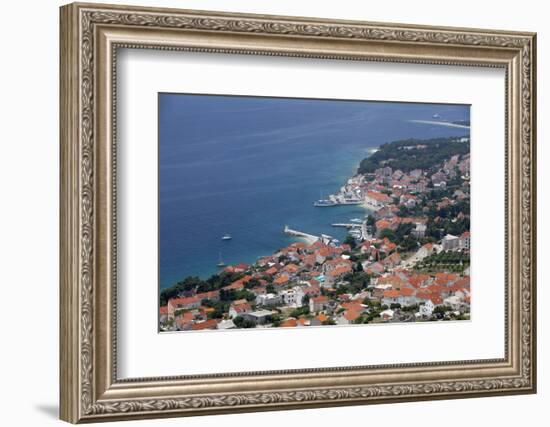 High View of Bol and Harbour, Brac Island, Dalmatian Coast, Croatia, Europe-John Miller-Framed Photographic Print