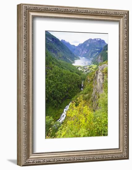 High View of Geiranger and Geirangerfjord. UNESCO World Heritage Site, Norway, Scandinavia, Europe-Amanda Hall-Framed Photographic Print