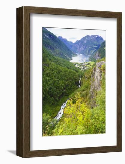 High View of Geiranger and Geirangerfjord. UNESCO World Heritage Site, Norway, Scandinavia, Europe-Amanda Hall-Framed Photographic Print