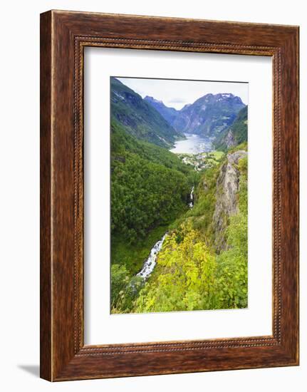 High View of Geiranger and Geirangerfjord. UNESCO World Heritage Site, Norway, Scandinavia, Europe-Amanda Hall-Framed Photographic Print