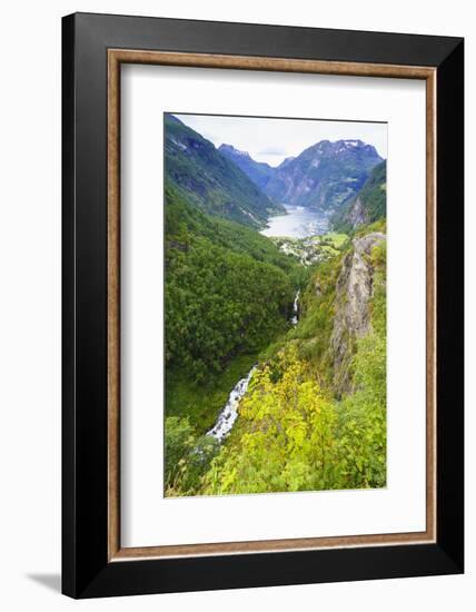 High View of Geiranger and Geirangerfjord. UNESCO World Heritage Site, Norway, Scandinavia, Europe-Amanda Hall-Framed Photographic Print
