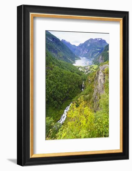 High View of Geiranger and Geirangerfjord. UNESCO World Heritage Site, Norway, Scandinavia, Europe-Amanda Hall-Framed Photographic Print