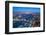 High view of London skyline at dusk along the River Thames from Tower Bridge to Canary Wharf, Londo-Fraser Hall-Framed Photographic Print