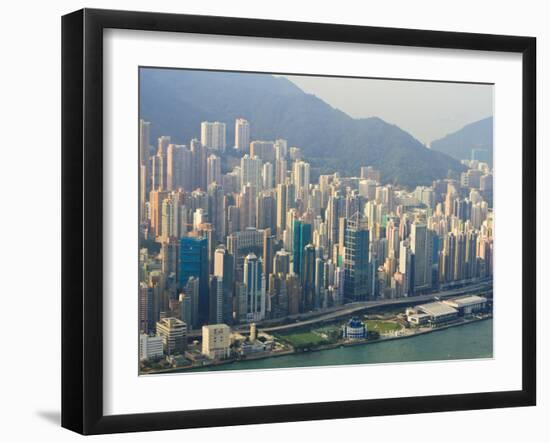 High View of the Hong Kong Island Skyline and Victoria Harbour, Hong Kong, China, Asia-Amanda Hall-Framed Photographic Print