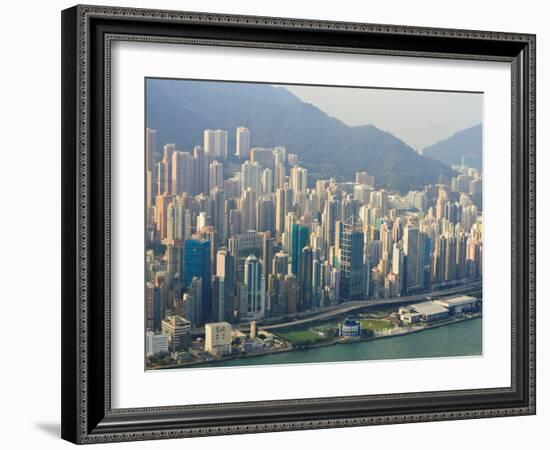 High View of the Hong Kong Island Skyline and Victoria Harbour, Hong Kong, China, Asia-Amanda Hall-Framed Photographic Print