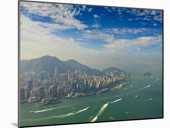 High View of the Hong Kong Island Skyline and Victoria Harbour, Hong Kong, China, Asia-Amanda Hall-Mounted Photographic Print