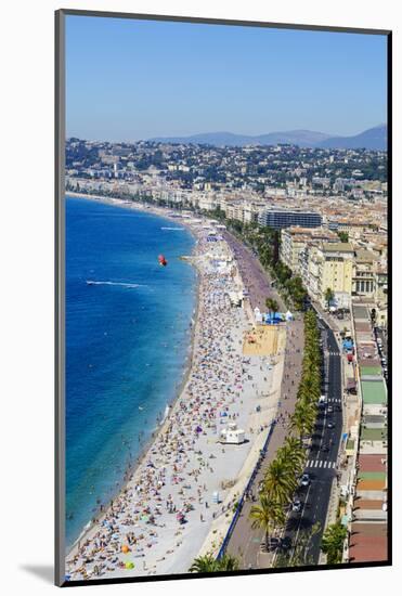 High view of the Promenade Anglais and beach, Nice, Alpes Maritimes, Cote d'Azur, Provence, France,-Fraser Hall-Mounted Photographic Print