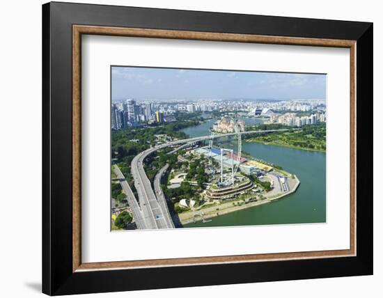 High View over Singapore with the Singapore Flyer Ferris Wheel and Ecp Expressway, Singapore-Fraser Hall-Framed Photographic Print
