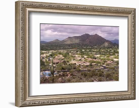 High Viewpoint of Arizona North Scottsdale,Cavecreek Community with Mountain in Background.-BCFC-Framed Photographic Print