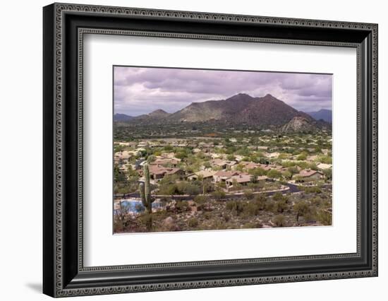 High Viewpoint of Arizona North Scottsdale,Cavecreek Community with Mountain in Background.-BCFC-Framed Photographic Print