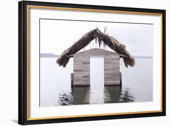 High Water Floods Lakeside Cabanas, Climate Change, Lago Peten Itza, Guatemala, Central America-Colin Brynn-Framed Photographic Print