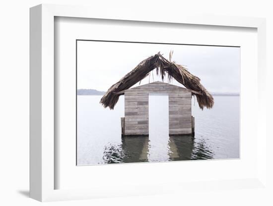 High Water Floods Lakeside Cabanas, Climate Change, Lago Peten Itza, Guatemala, Central America-Colin Brynn-Framed Photographic Print