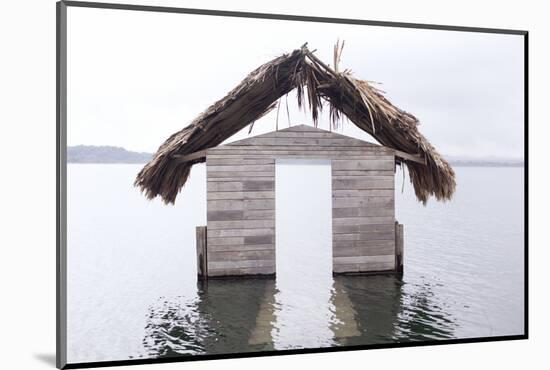 High Water Floods Lakeside Cabanas, Climate Change, Lago Peten Itza, Guatemala, Central America-Colin Brynn-Mounted Photographic Print