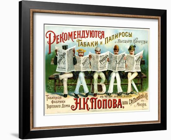 Highest Quality Tobacco and Cigarettes, Popov of Moscow-null-Framed Premium Giclee Print