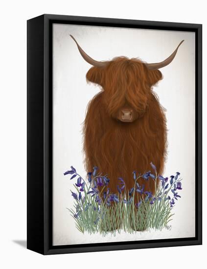 Highland Cow, Bluebell-Fab Funky-Framed Stretched Canvas