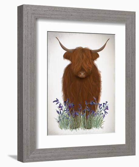 Highland Cow, Bluebell-Fab Funky-Framed Art Print